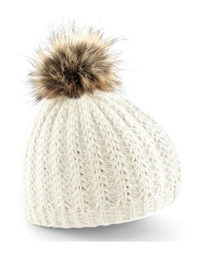 MÜTZE MIT POMPOM AUS KUNSTFELL