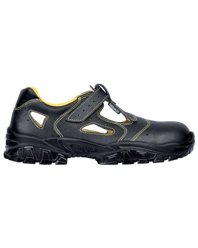 Nuevos Sandalias de Trabajo S1P SRC de Piel Perforada Negra con Velcro