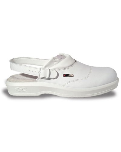 Nuevos Zuecos Sanitarios Reuben en Cuero Blanco, Antideslizantes