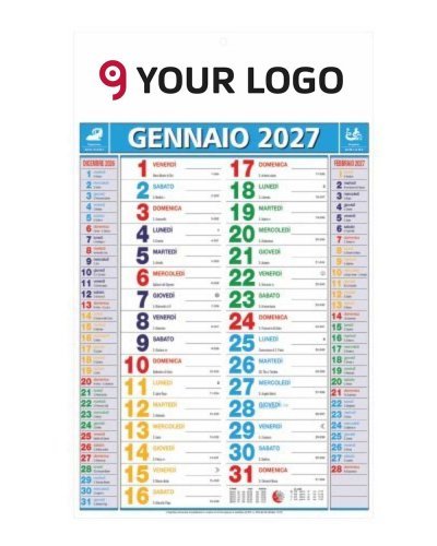 Calendario Olandese Multicolor 12 mesi, carta usomano 29x47 cm