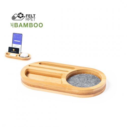 Organizador de bambú y fieltro RPET Brajil, portaobjetos ecológico