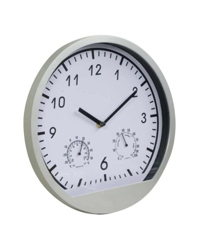 OROLOGIO DA PARETE IN PLASTICA CON IGROMETRO E TERMOMETRO