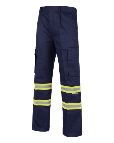 Pantalone diritto con bande riflettente-fluorescente