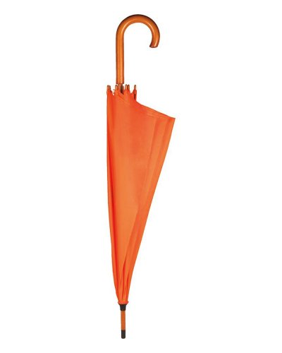 Parapluie automatique bois 23” hampe, pointe et manche courbe en bois.