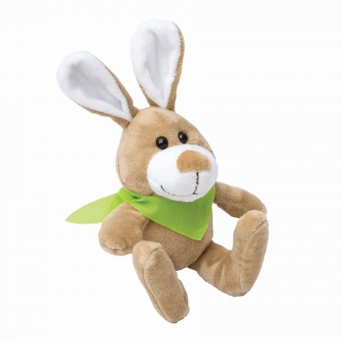 Peluche coniglio MINNA verde, 18 cm, poliestere soffice,  MINNA