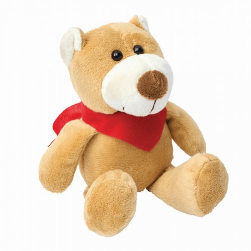 Peluche orso TUBBS 18 cm con fazzoletto rosso in morbido poliestere