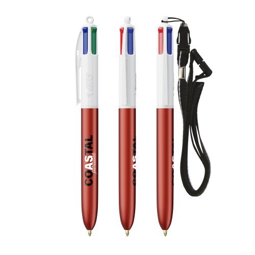 Penna BIC 4 Colours Glacé con laccio, 8 colori disponibili