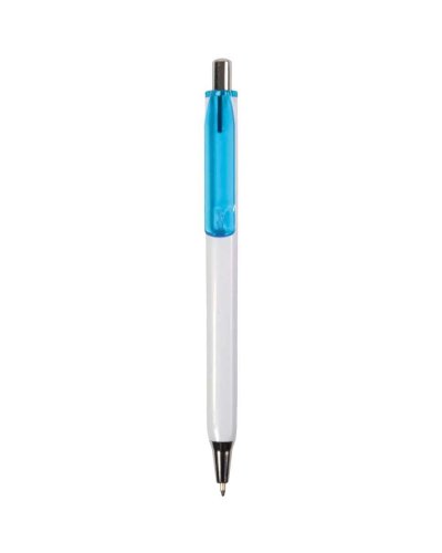 Penna a scatto con clip trasparente fluo