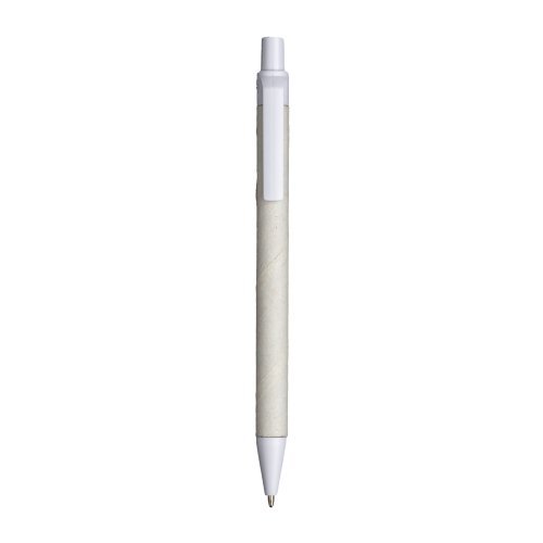 Penna a scatto in carta riciclata con particolari colorati in pla