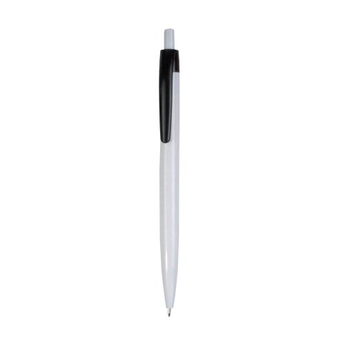 Penna a scatto in plastica fusto bianco e clip colorata
