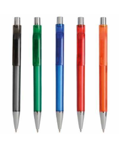 Penna a scatto trasparente colorata
