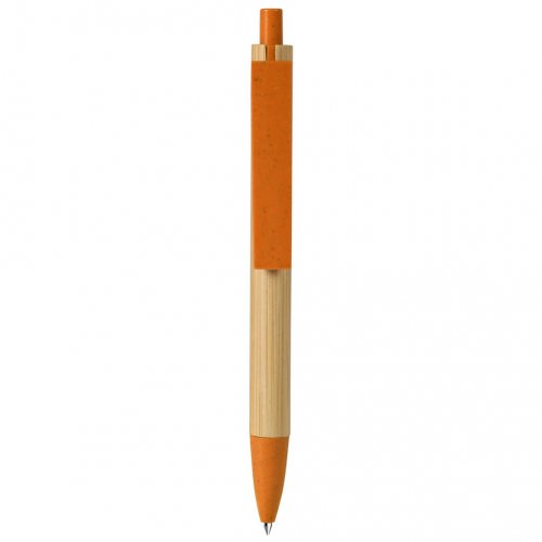 Penna a sfera con refill blu in bambù e paglia di grano+abs