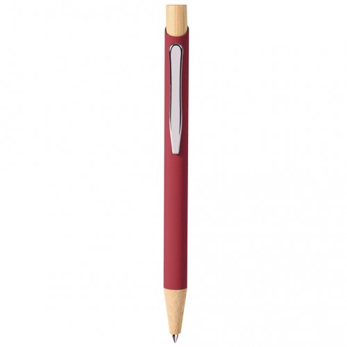 Penna a sfera in alluminio soft touch in bambù e metallo