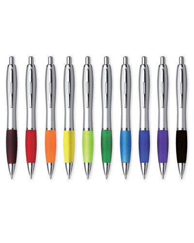 Penna in plastica silver ed impugnatura gommata