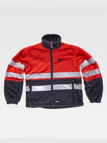 Giacca pile alta visibilità bicolore certificata EN, 100% poliestere