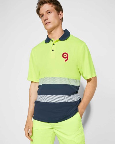 Polo Vega alta visibilità gialla maniche corte, poliestere 170g