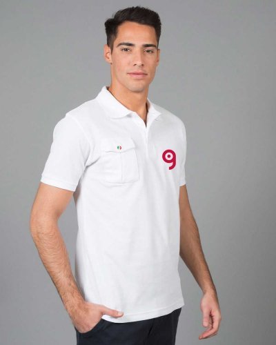 Polo uomo cotone 100%  con taschino e bottone tricolore