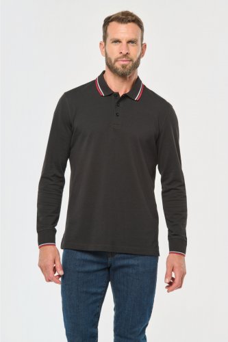 Polo piqué uomo maniche lunghe