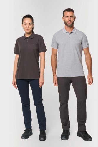 Polo unisex ecosostenibile con tasca sul petto