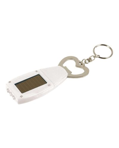 Portachiavi con torcia led a carica solare e apribottiglie