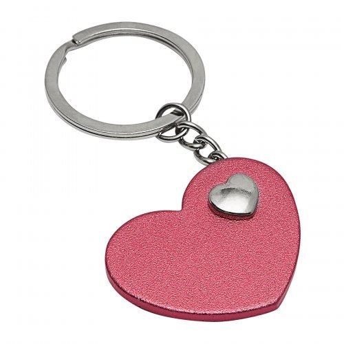 Portachiavi Heart in Heart alluminio e acciaio inox  8x3,9cm