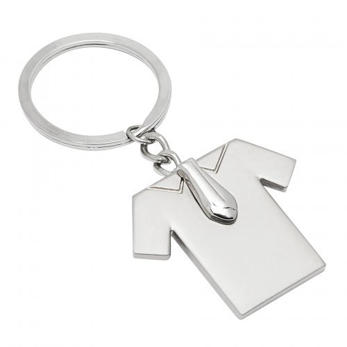 Portachiavi Tie Shirt in lega di zinco e acciaio 8,5x4 cm - Silver