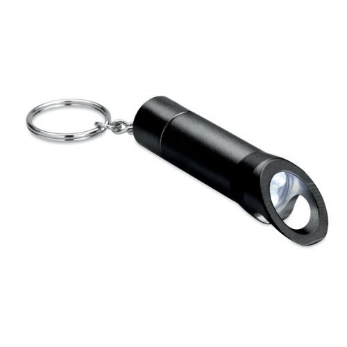 LITOP Torcia LED metallo portachiavi apribottiglie, argento 7cm