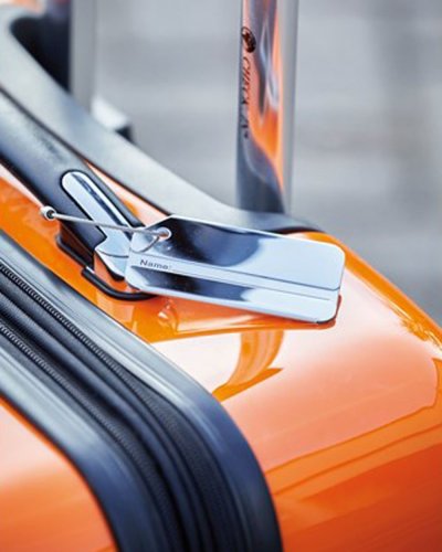 Portanombres para maletas TRAVELLER de acero inoxidable plateado con c