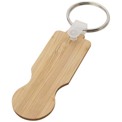 Porte-clés ronan en bambou avec jeton pour chariot