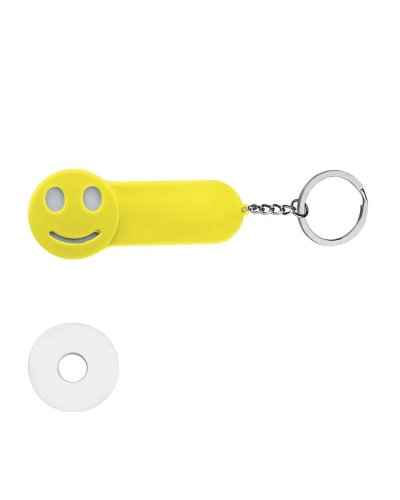 Porte-clés Smile en plastique et métal avec disque pour chariot