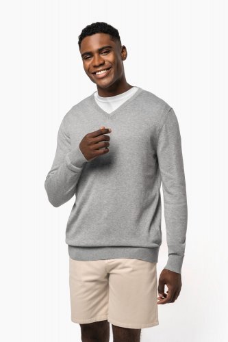 Pull col en v écoresponsable homme