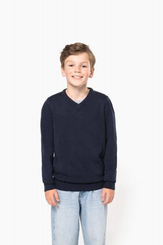 Pullover bambino con collo a v