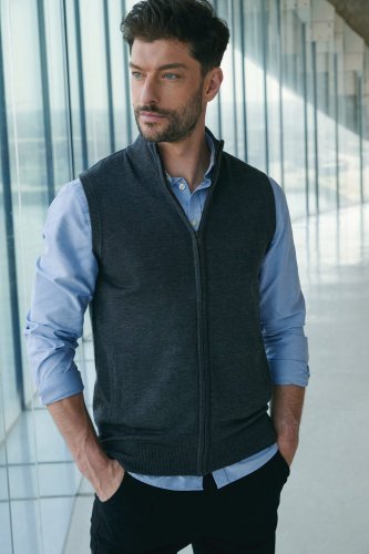 Pullover con zip senza maniche da uomo