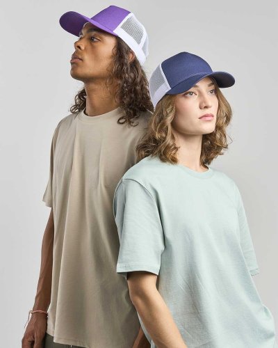 ATRACS Gorra Rapper de 5 paneles de algodón y malla, talla única