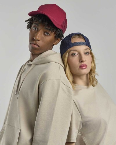 Rapper Jersey 5-Panel Cap aus Baumwolle und Polyester in Schwarz, Unis