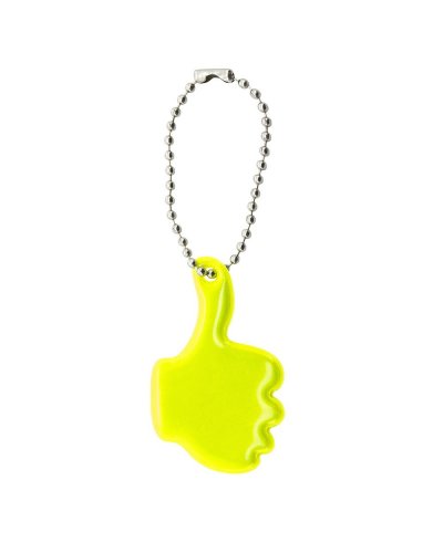 Reflektierender gelber Daumen-hoch-Schlüsselanhänger aus PVC, 5x3,5 cm