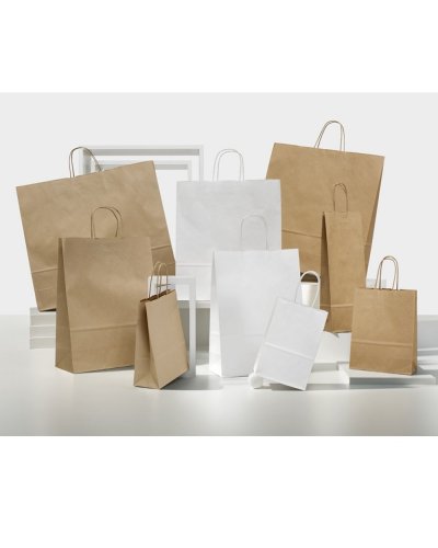 Sac éco-bag de shopping en papier Kraft avec poignée torsadée 110g rés
