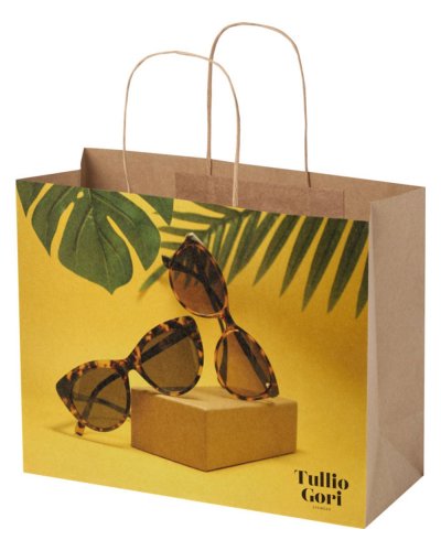 Sac en papier kraft 31x12x25cm avec poignées tressées recyclables