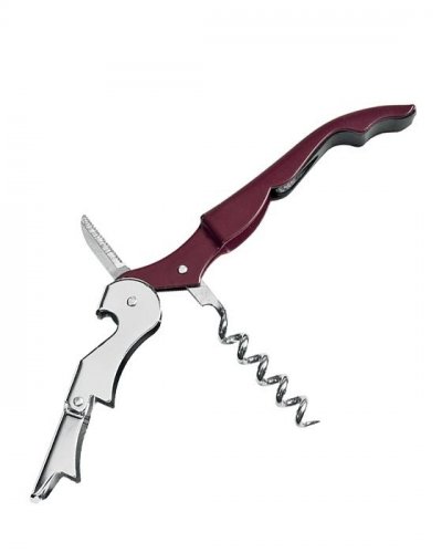 Sacacorchos de triple palanca de metal y plástico con estuche de 12 cm