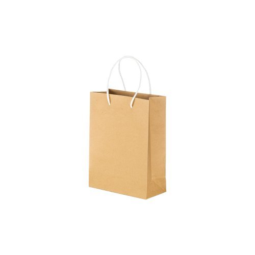 Sacchetto in carta naturale riciclata da 150 g/m2 con soffietto e mani