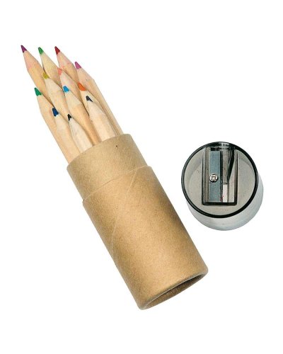 Set 12 matite colorate in cilindro di cartone e plastica