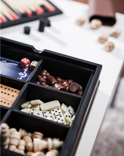 Set de Juegos FAMILY-FUN en Madera: Ajedrez, Backgammon, Dominó