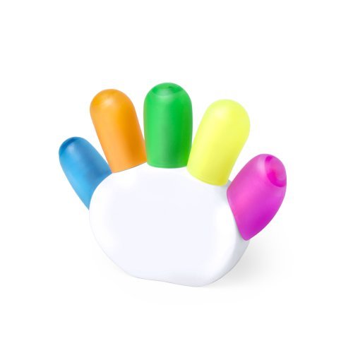Set Evidenziatori Dinku 5 colori fluo con supporto bianco, 9x7cm