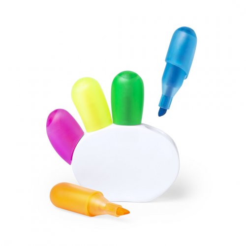 Set de Marcadores Dinku 5 colores fluorescentes con soporte blanco, 9x