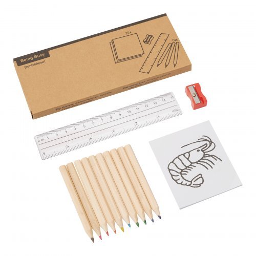 Set matite BEING BUSY: 10 colori, libricino, legno naturale