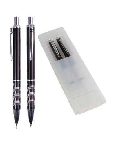 Set penna a sfera + portamine in metallo