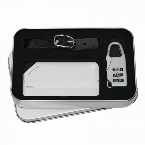 Set bagaglio FAR AWAY: alluminio, lucchetto, portanome, box