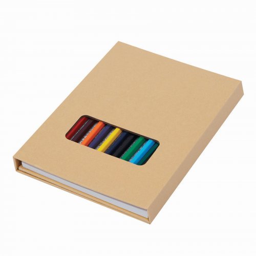 COLOURFUL BOOK Set da colorare, 12 matite e fogli, legno premium