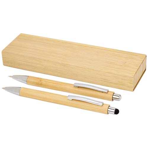 Set stylo bille et porte-mine oblys en bambou (encre noire)