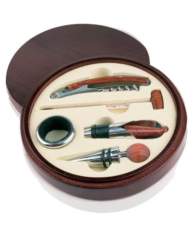 Set vino in acciaio e legno